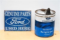 FORD HYDRAULIC OIL U.S. GALLON CAN & FORD SST SIGN