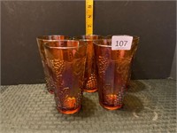5 Vintage Indiana Carnival Glass Tumblers