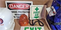 SAFETY EQUIPMENT, SIGNS, HELMETS, BOOTS