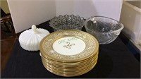 Glass lot, round milk glass Candy dish with lid,