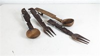 (4) Wooden Fork and Spoon Wall Decor