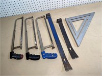 hack saws, pry bars, speed square