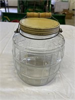 Handled glass storage jar