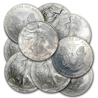 (10) Random Date US Silver Eagles