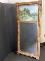 Wood framed mirror with landscape print