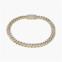 14K YELLOW GOLD 6.50CT DIAMOND CUBAN LINK BRACELET