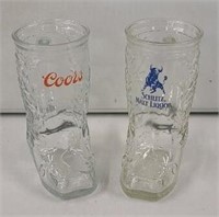 Coors & Schlitz Boot Mugs 6" Tall