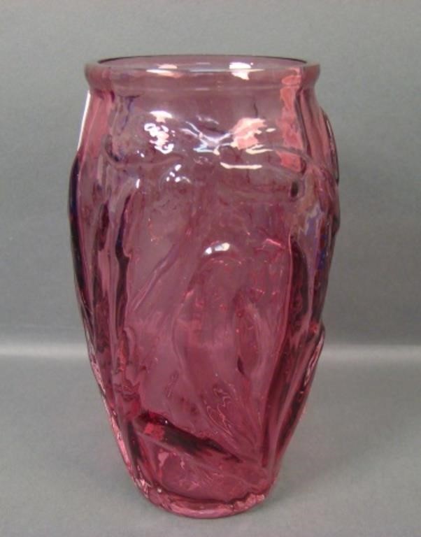 Pilgrim Cranberry Dragonfly Vase.