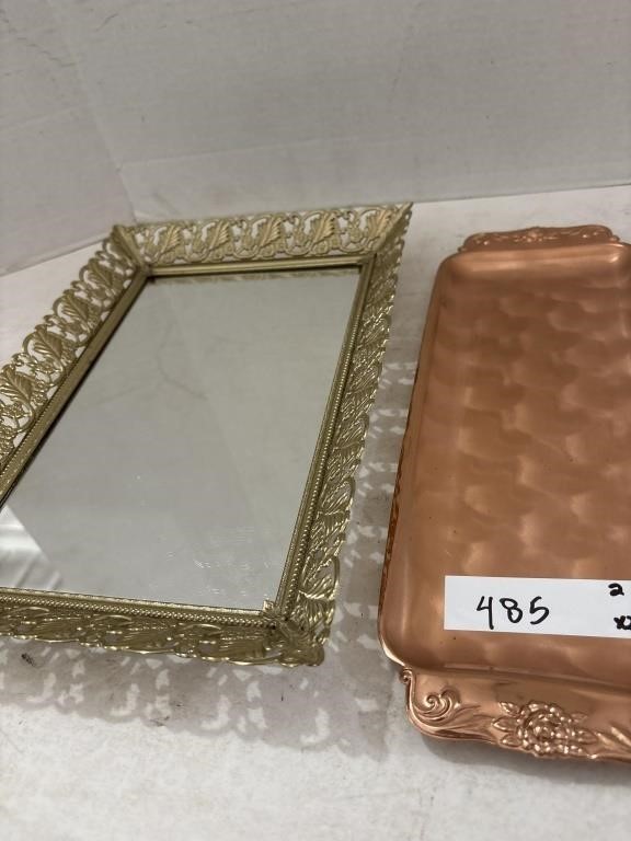 (2) Copper Platter & Dresser Mirror