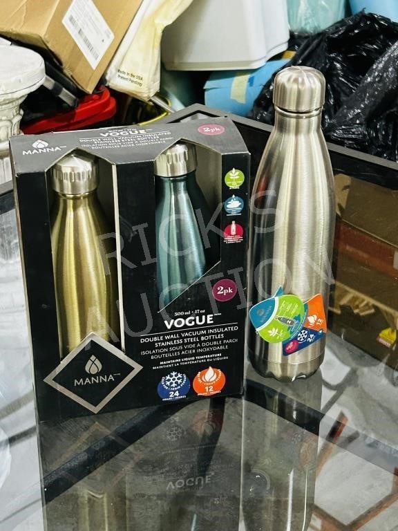 3 New Vogue metal water bottles