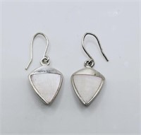 Sterling Silver Mother of Pearl Triangle Earrings
