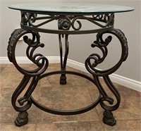 40 - METAL & GLASS TOP ACCENT TABLE