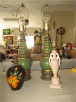 4pc Mid Century Table & Accent Lamps