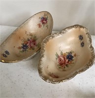 (2) Gold Trim Fine China Bowls - Hand Painted