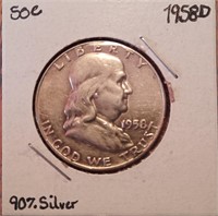 1958 Franklin Silver Half Dollar (Beautiful)