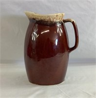 9 inch brown drip pottery pitcher