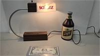 Schlitz Beer Cash Register Light and Beer Bottle