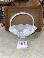 large hobnail milk glass basket
