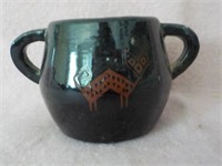 southwestern redware pottery 3" double handled