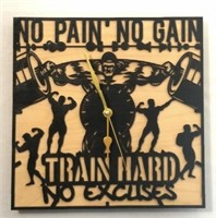 No Pain No Gain Handmade Laser Clock