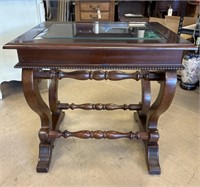 Cherry Side Table with Beveled Glass Top