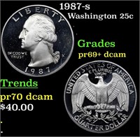 Proof 1987-s Washington Quarter 25c Grades GEM++ P