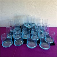 Blue Glass Water / Iced Tear Glasses, 3 Sizes