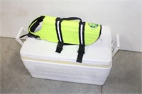 Large Dog Life Jacket & Igloo Ultra 70 Cooler