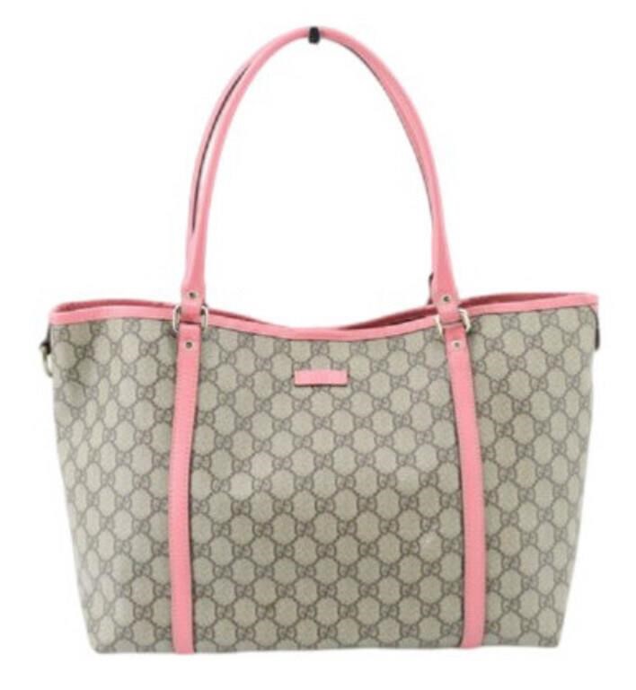 GUCCI GG Pink Detailed Canvas Tote Bag