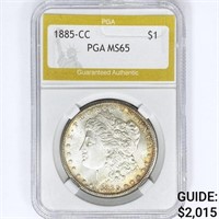 1885-CC Morgan Silver Dollar PGA MS65
