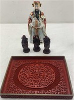 6in- Chinese figure and tray