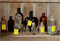 Assorted Vintage Medicine Bottles and Jar of