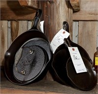 (3) Cast Iron Skillets and a Lodge Cast Iron