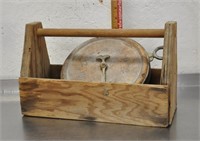 Rustic scale (not working), wood carry-all