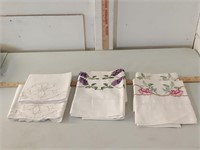 3 prs vtg embroidered pillow cases