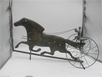 UNIQUE COPPER HORSE AND JOCKEY WEATHER VANE 33 IN