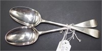 Pair George III Sterling silver soup spoons