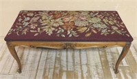 Louis XV Style Oak Needlepoint Bench.