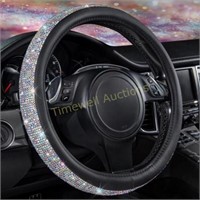 Diamond Black Leather Steering Wheel Cover