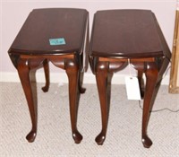 Pair of Cherry finish Queen Anne style drop leaf