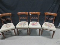 SET 4 MAHOGANY DINERS W/ FLORAL EMBROIDERED SEAT