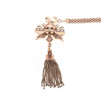 A Gold Chain with Victorian Slider Tassle Pendant