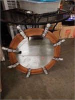 Ship wheel wall mirror