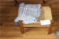 WOVEN FOOT STOOL, RAG RUG