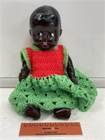 Vintage Black Ceramic Doll - Height 250mm
