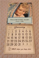 1940 Yellowstone Dairy Casper WY Calendar Like New