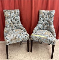 2 polyester blue wingback chairs 
22"x22"x40"
