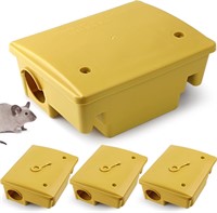 4 Pack Yellow Rat Bait Stations with Key Mouse Bai