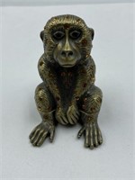 VINTAGE BEJEWELLED PEWTER MONKEY (APPX 2IN)