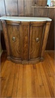 MARBLE TOP ACCENT TABLE WITH 2 DOORS